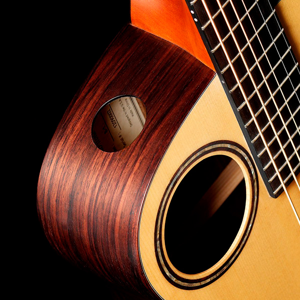 detail shot of B1E offset and side port soundhole glam photo